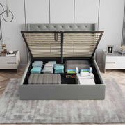 Velets Diva Light Gray Tufted Upholstered Storage Bed with Hydraulic Lift - Image 7