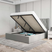 Velets Diva Light Gray Tufted Upholstered Storage Bed with Hydraulic Lift - Image 8
