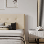 Mid-Century Tufted Upholstered Platform Bed – Beige - Image 15