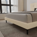 Mid-Century Tufted Upholstered Platform Bed – Beige - Image 9