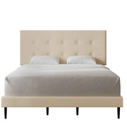 Mid-Century Tufted Upholstered Platform Bed – Beige