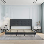 Velets Mid-Century Tufted Upholstered Platform Bed – Dark Gray - Image 4