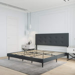 Velets Mid-Century Tufted Upholstered Platform Bed – Dark Gray - Image 5