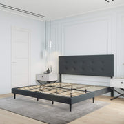 Velets Mid-Century Tufted Upholstered Platform Bed – Dark Gray - Image 5