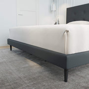 Velets Mid-Century Tufted Upholstered Platform Bed – Dark Gray - Image 6