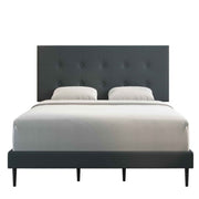 Velets Mid-Century Tufted Upholstered Platform Bed – Dark Gray