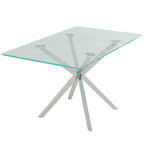 Stella Rectangular Glass Top Dining Table with Chrome Legs - Image 6
