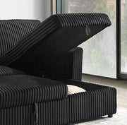Sofabed Sectional W/Reversible Chaise Black Fabric - IF 9024 - Royal Living Furniture