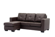 Sectional W/Reversible Chaise Black PU - IF 9355 - Royal Living Furniture