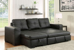 Sofabed Sectional W/Reversible Chaise Black PU - IF 9032 - Royal Living Furniture