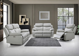 Sofa Set Recliner Light Grey Leather Match- IF 8130