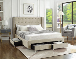 Bed Creme-IF 5322 - Royal Living Furniture