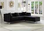 Sectional W/Reversible Chaise Black Velvet - IF 9282 - Royal Living Furniture