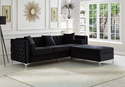 Sectional W/Reversible Chaise Black Velvet - IF 9282 - Royal Living Furniture