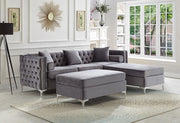 Sectional W/ Reversible Chaise Grey Velvet - IF 9280 - Royal Living Furniture